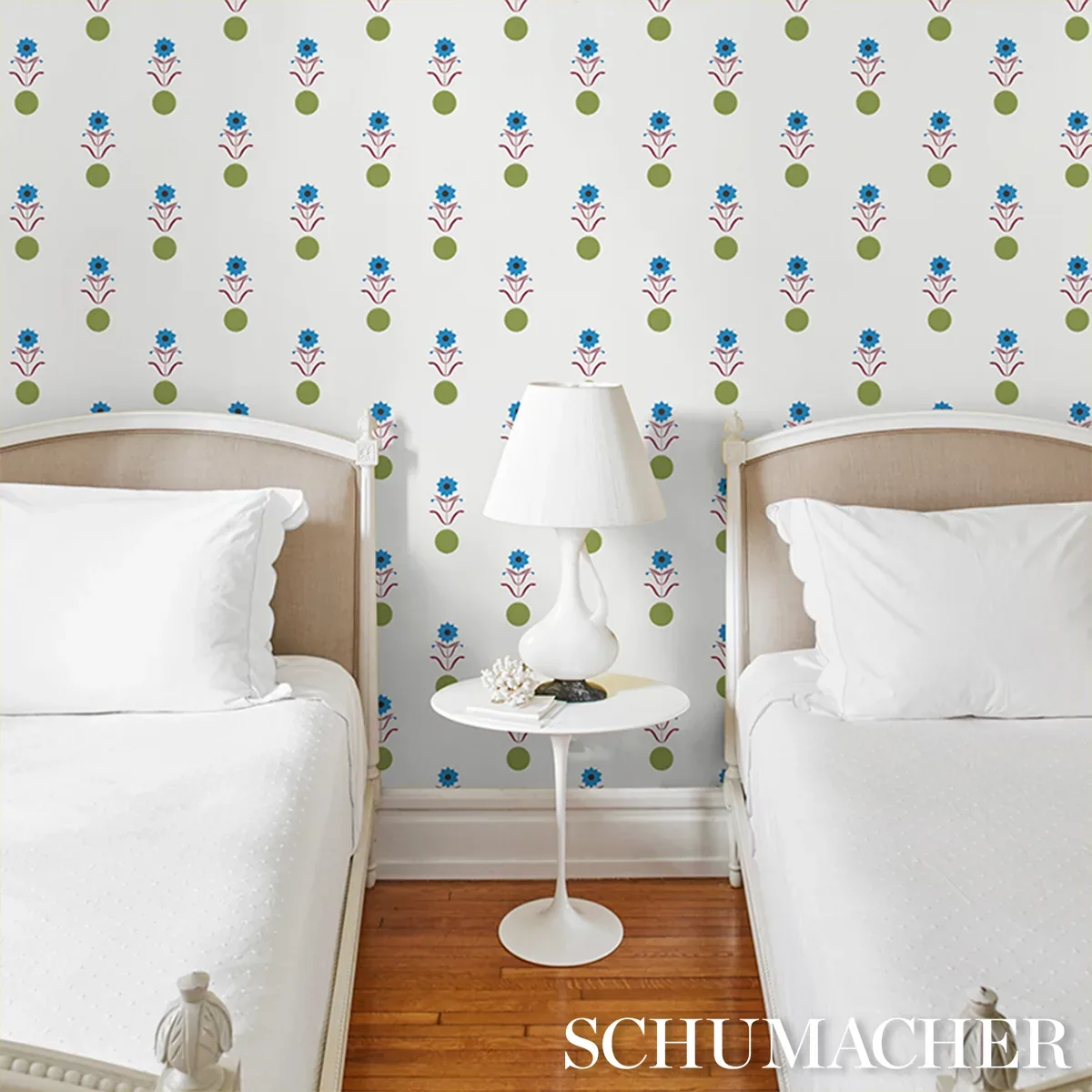 FORGET ME DOTS BLUE & PLUM Schumacher Wallpaper wallpaper - SKU 5015882