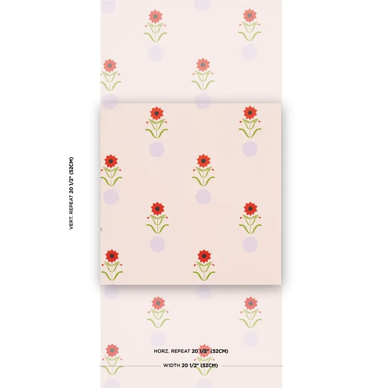 Schumacher FORGET ME DOTS wallpaper, color PINK, SKU 5015881