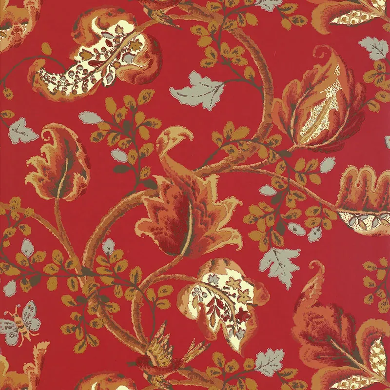 FOX HOLLOW TOMATO AND BRASS Schumacher Wallpaper wallpaper - SKU 5004102