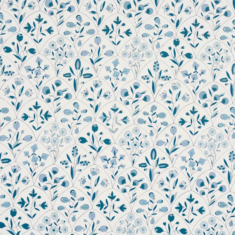 Schumacher FRANCES SCALLOP FLORAL wallpaper