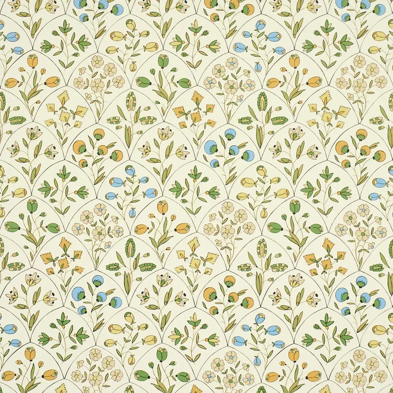 Schumacher FRANCES SCALLOP FLORAL wallpaper