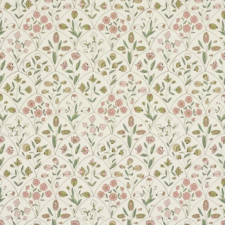 Schumacher FRANCES SCALLOP FLORAL wallpaper