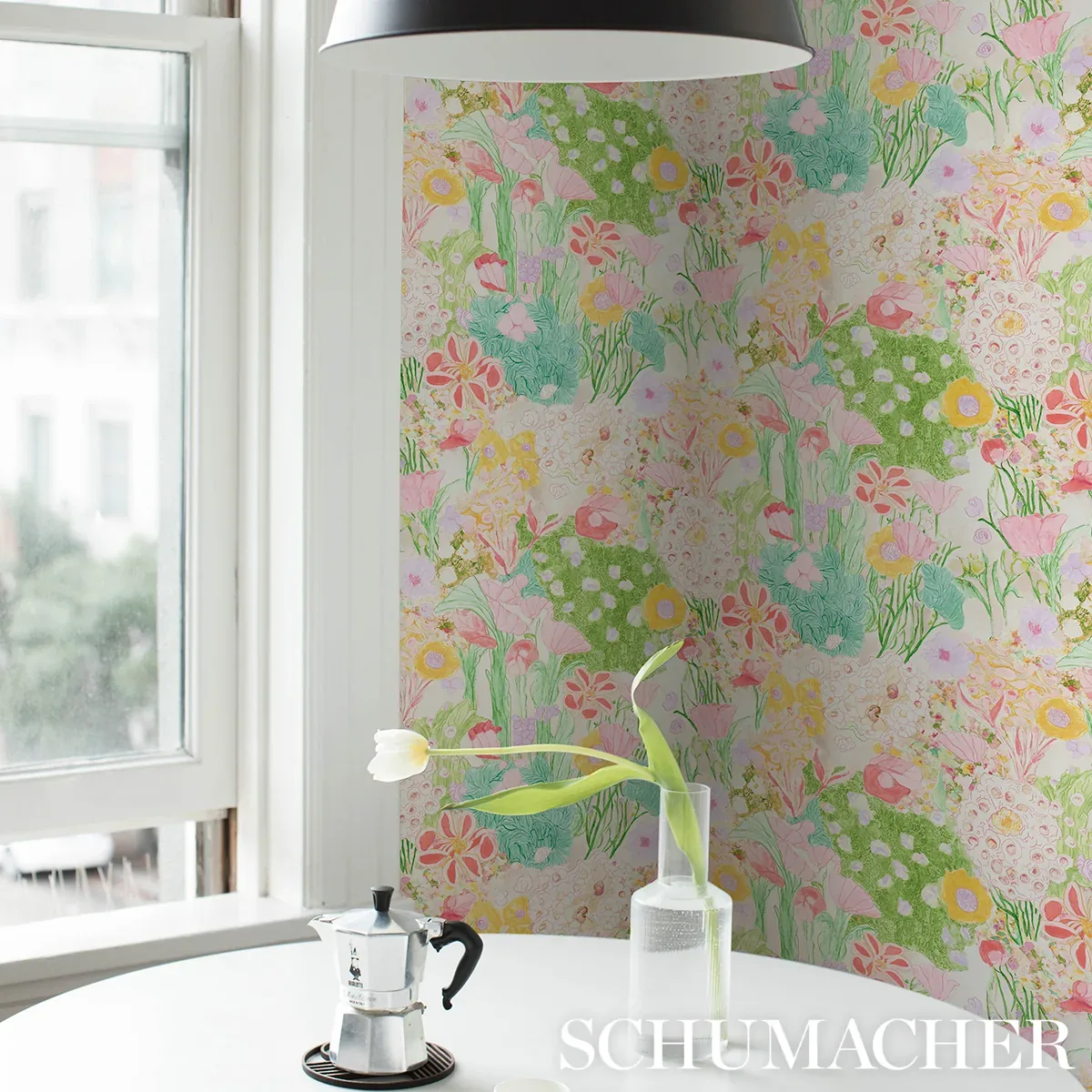 FRANK'S GARDEN PINK & GREEN Schumacher Wallpaper wallpaper - SKU 5016421