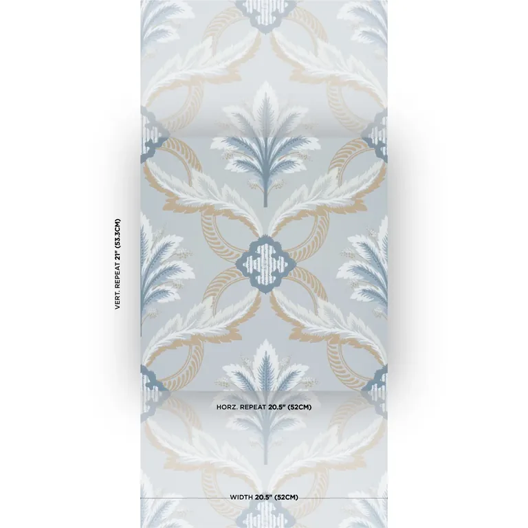 Schumacher FRONT WALTZ wallpaper, color LIGHT BLUE, SKU 5013152