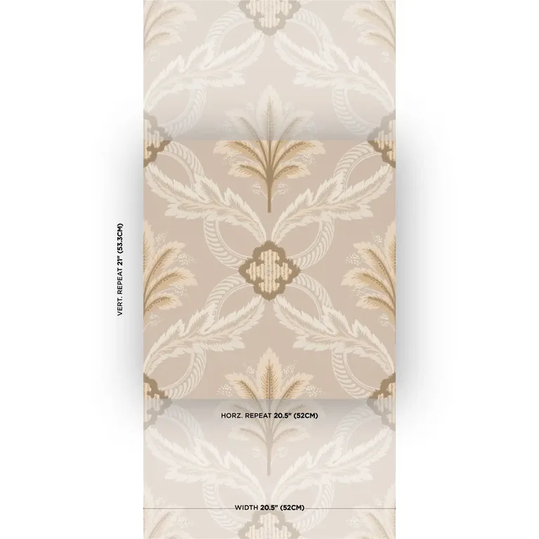 Schumacher FRONT WALTZ wallpaper, color TAUPE, SKU 5013153
