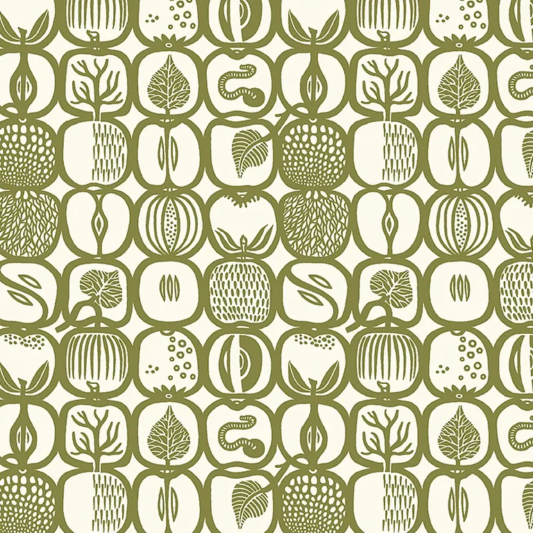 Schumacher FRUKTLÅDA wallpaper, color OLIVE, SKU 1971