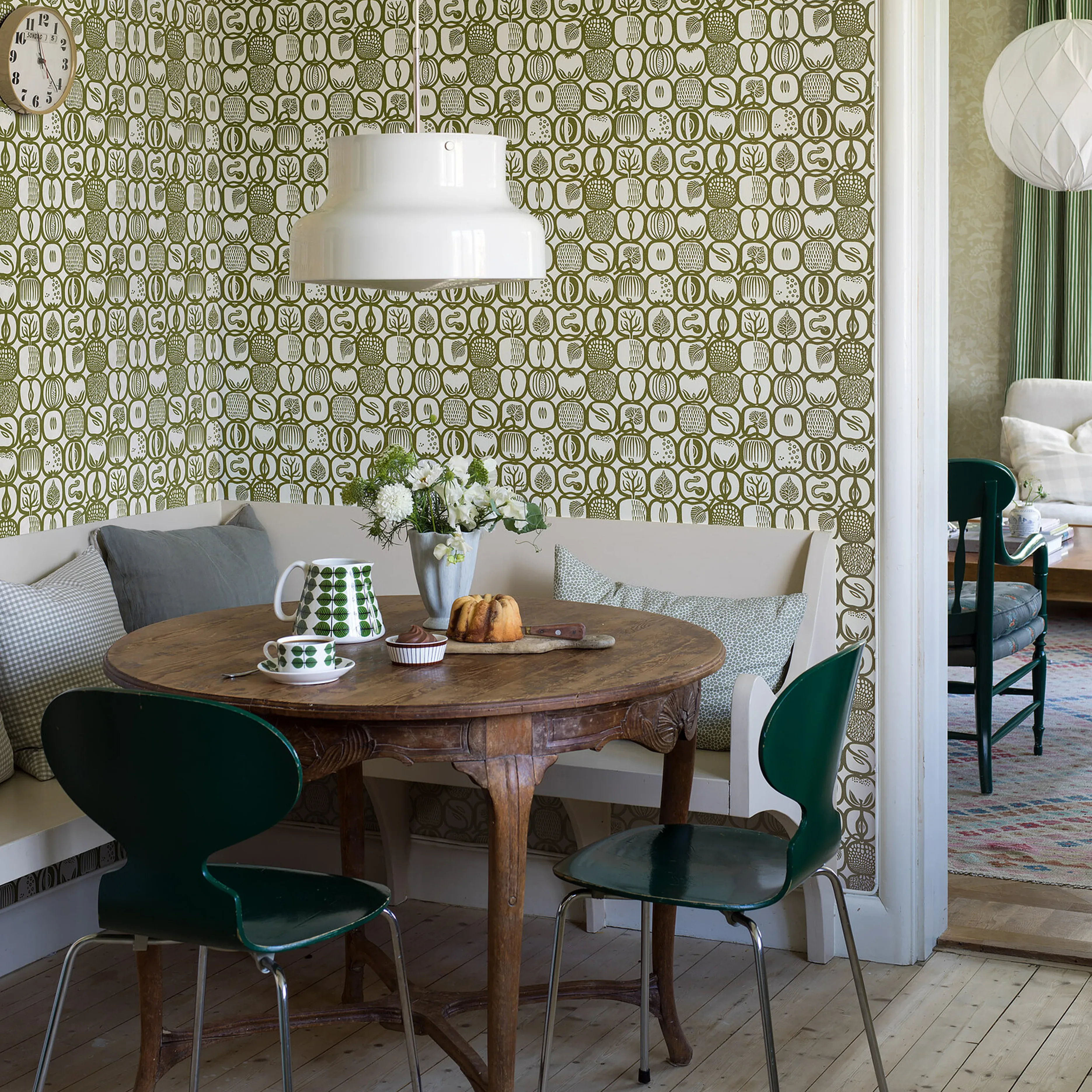 FRUKTLÅDA - OLIVE Schumacher Wallpaper | Wallpaper Twins FRUKTLÅDA OLIVE Schumacher Wallpaper wallpaper - SKU 1971