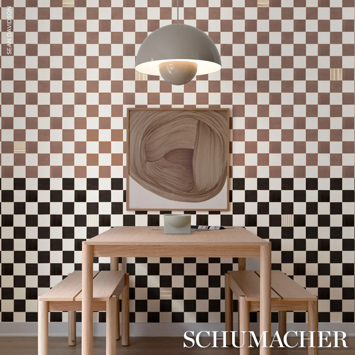 Gambit Panel COCOA & CHARCOAL Schumacher Wallpaper wallpaper - SKU 5014263