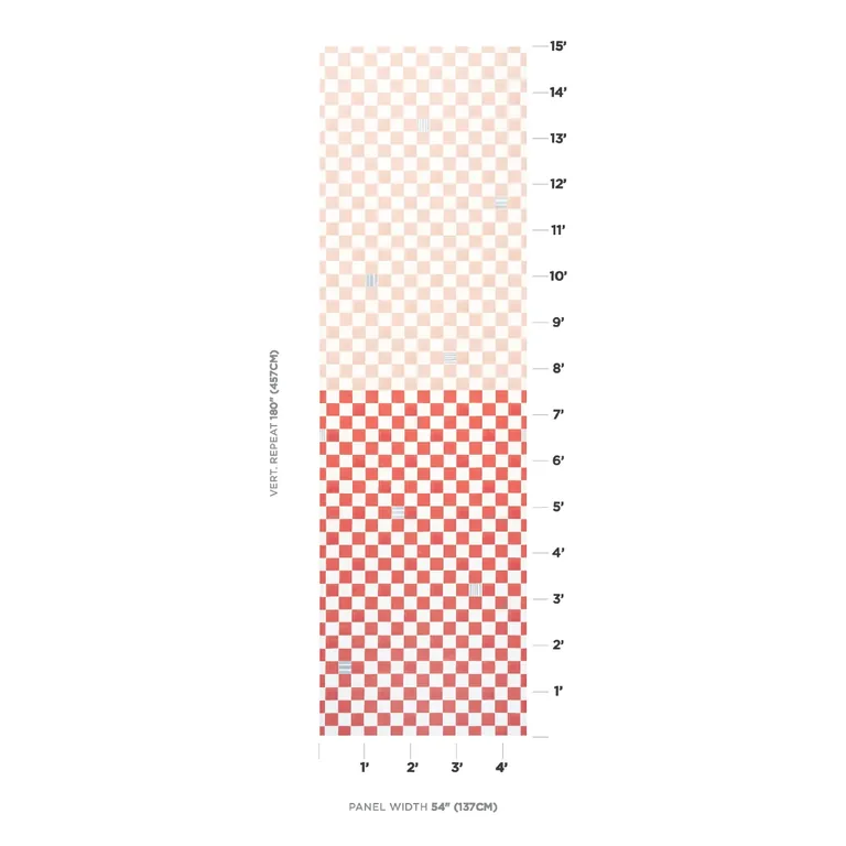 Schumacher GAMBIT PANEL wallpaper, color EARTHY PINK & RED, SKU 5014265