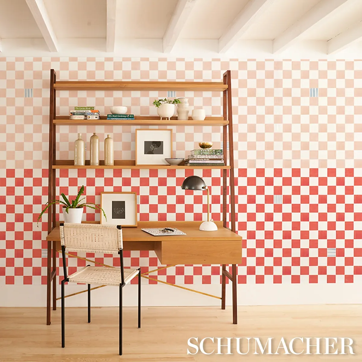 GAMBIT PANEL EARTHY PINK & RED Schumacher Wallpaper wallpaper - SKU 5014265
