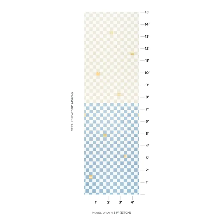 Schumacher GAMBIT PANEL wallpaper, color SAND & SOFT BLUE, SKU 5014264