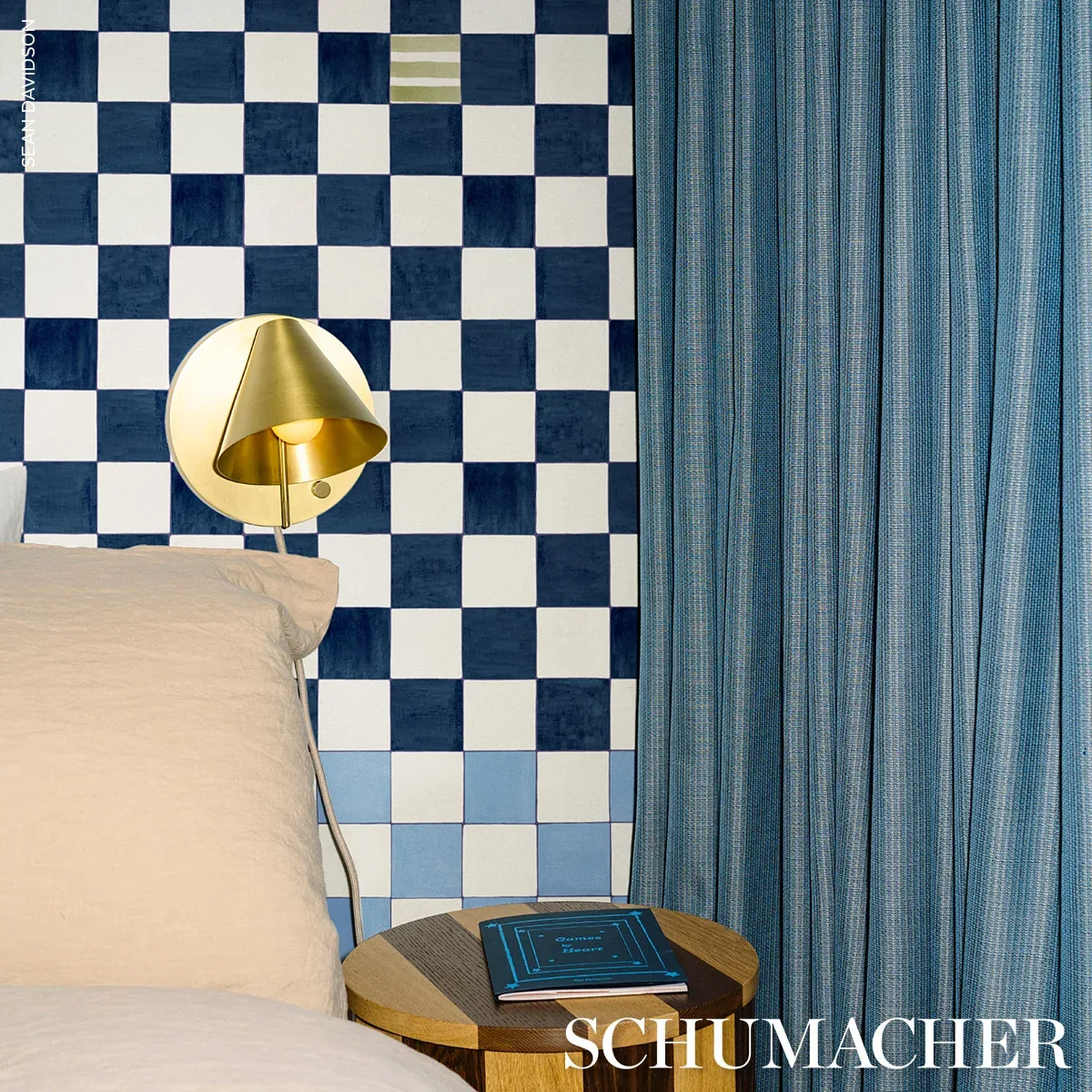Gambit Panel SKY & DEEP NAVY Schumacher Wallpaper wallpaper - SKU 5014261