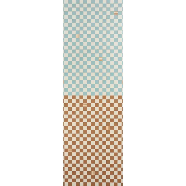 Schumacher Gambit Panel wallpaper, color TEAL & EARTHY BROWN, SKU 5014260