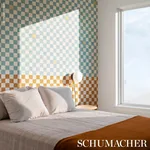 Gambit Panel - TEAL & EARTHY BROWN Schumacher Wallpaper | Wa Gambit Panel TEAL & EARTHY BROWN Schumacher Wallpaper wallpaper - SKU 5014260
