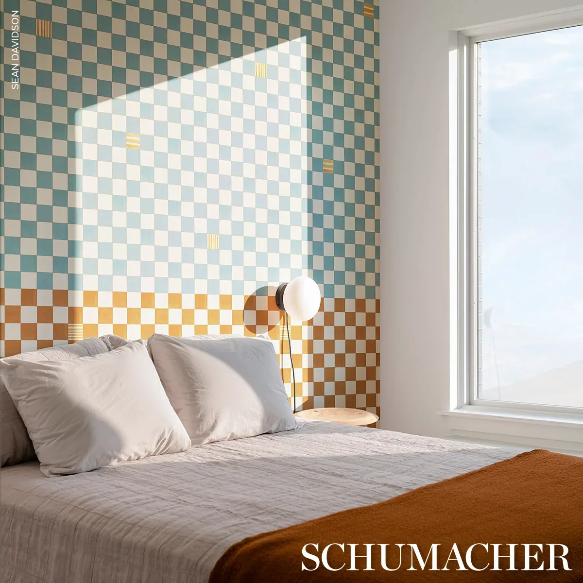 Gambit Panel - TEAL & EARTHY BROWN Schumacher Wallpaper | Wa Gambit Panel TEAL & EARTHY BROWN Schumacher Wallpaper wallpaper - SKU 5014260