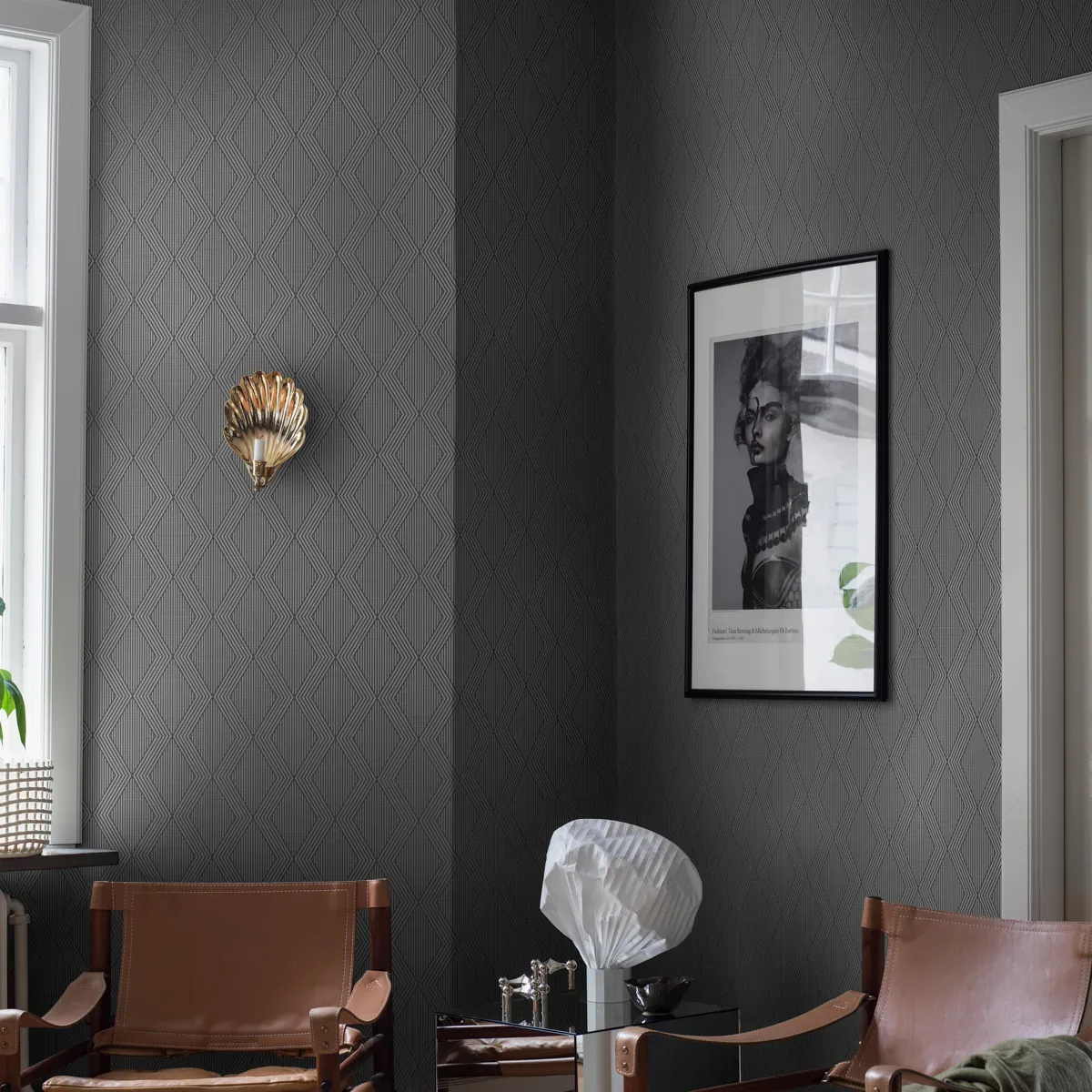 GARBO - SLATE AND GOLD Schumacher Wallpaper | Wallpaper Twin GARBO SLATE AND GOLD Schumacher Wallpaper wallpaper - SKU 2013