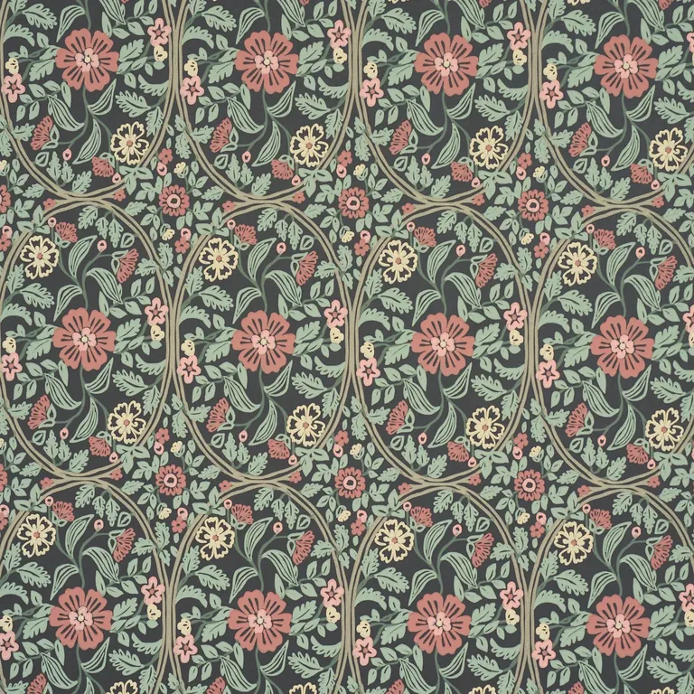 Schumacher GARDEN GUILD wallpaper, color MIDNIGHT, SKU 5016270