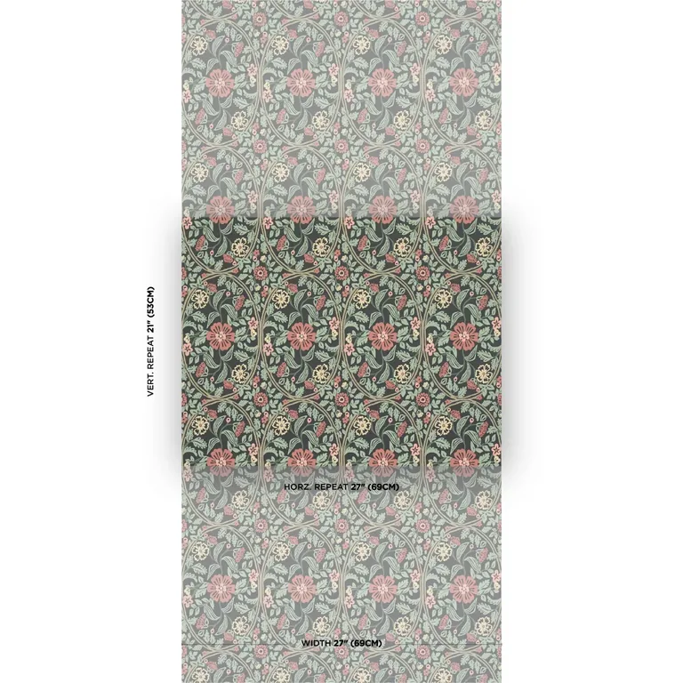 Schumacher GARDEN GUILD wallpaper, color MIDNIGHT, SKU 5016270
