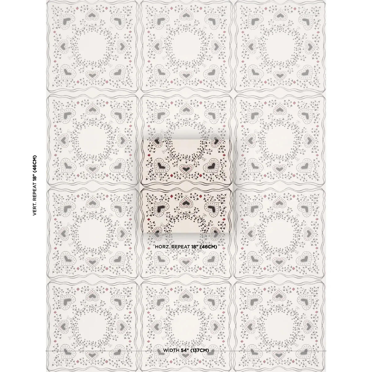 GARDEN OF HEARTS BLACK & IVORY Schumacher Wallpaper wallpaper - SKU 5017860
