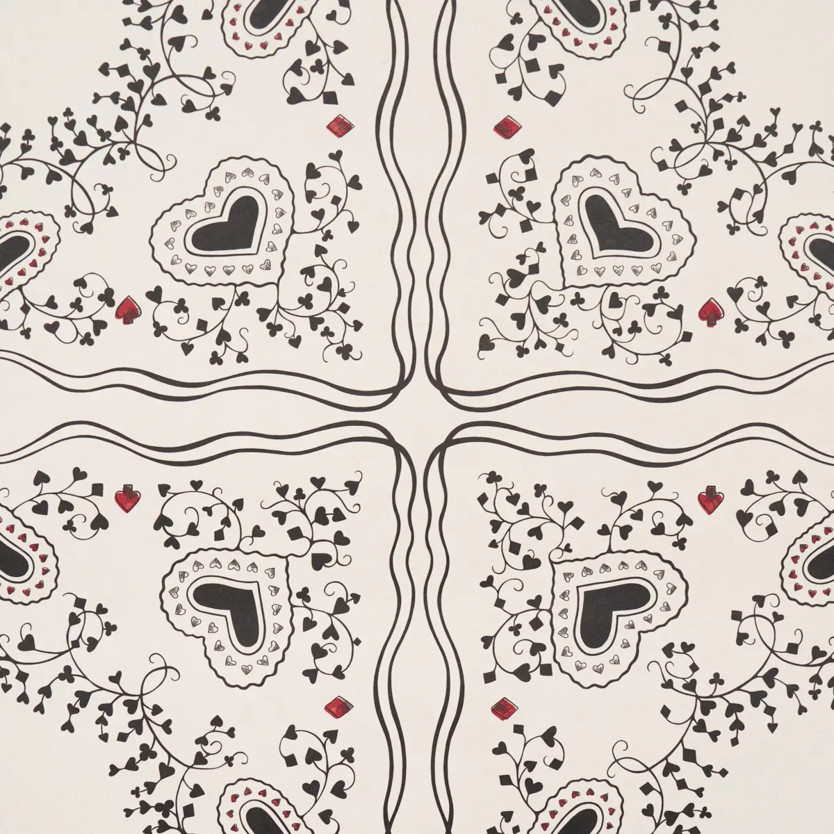 GARDEN OF HEARTS BLACK & IVORY Schumacher Wallpaper wallpaper - SKU 5017860