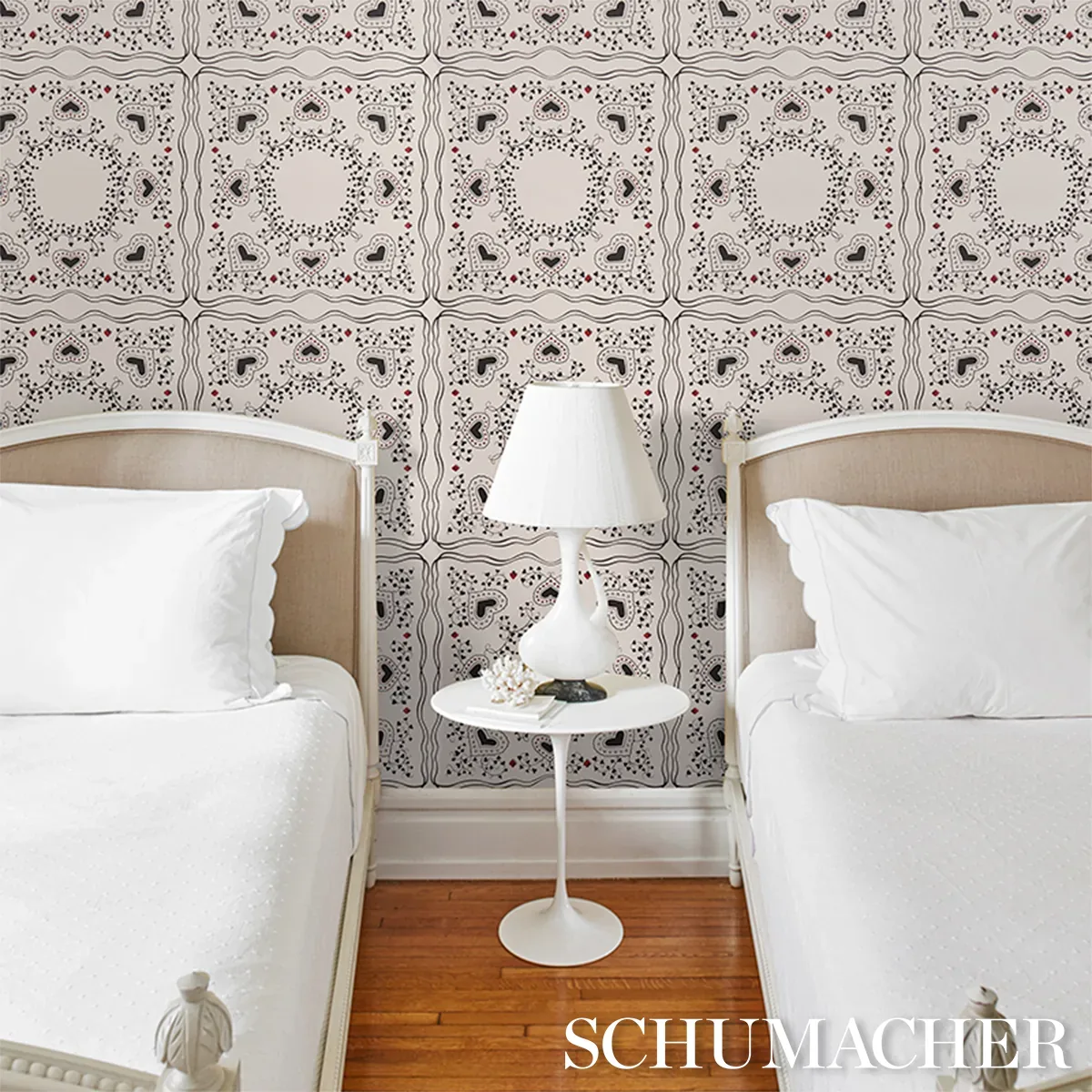 GARDEN OF HEARTS BLACK & IVORY Schumacher Wallpaper wallpaper - SKU 5017860