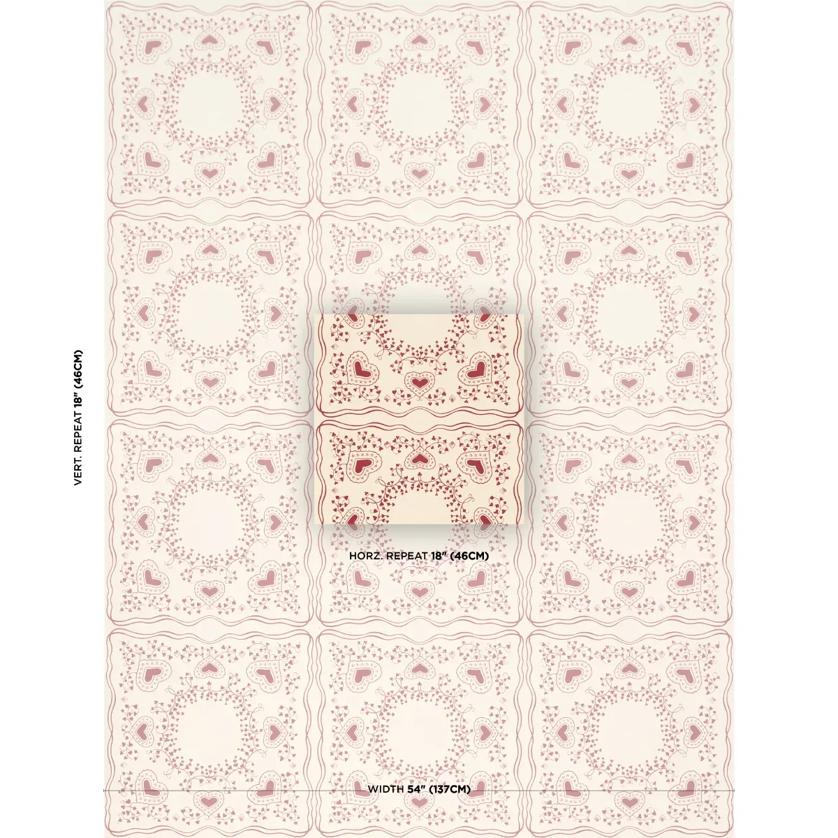 GARDEN OF HEARTS RED Schumacher Wallpaper wallpaper - SKU 5017861