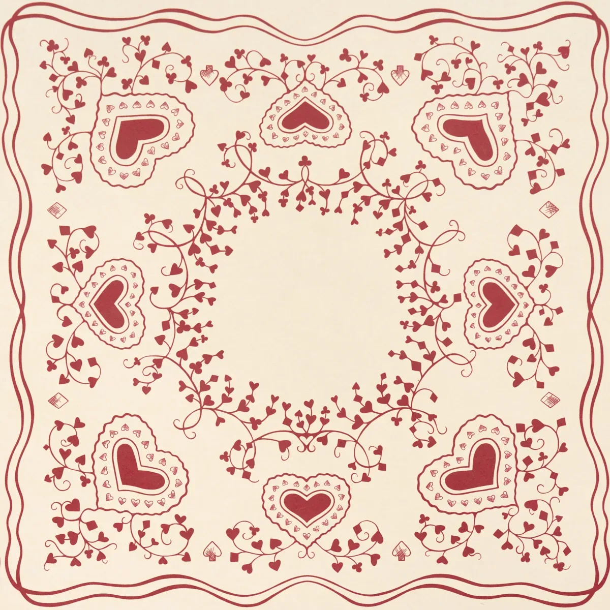 GARDEN OF HEARTS RED Schumacher Wallpaper wallpaper - SKU 5017861