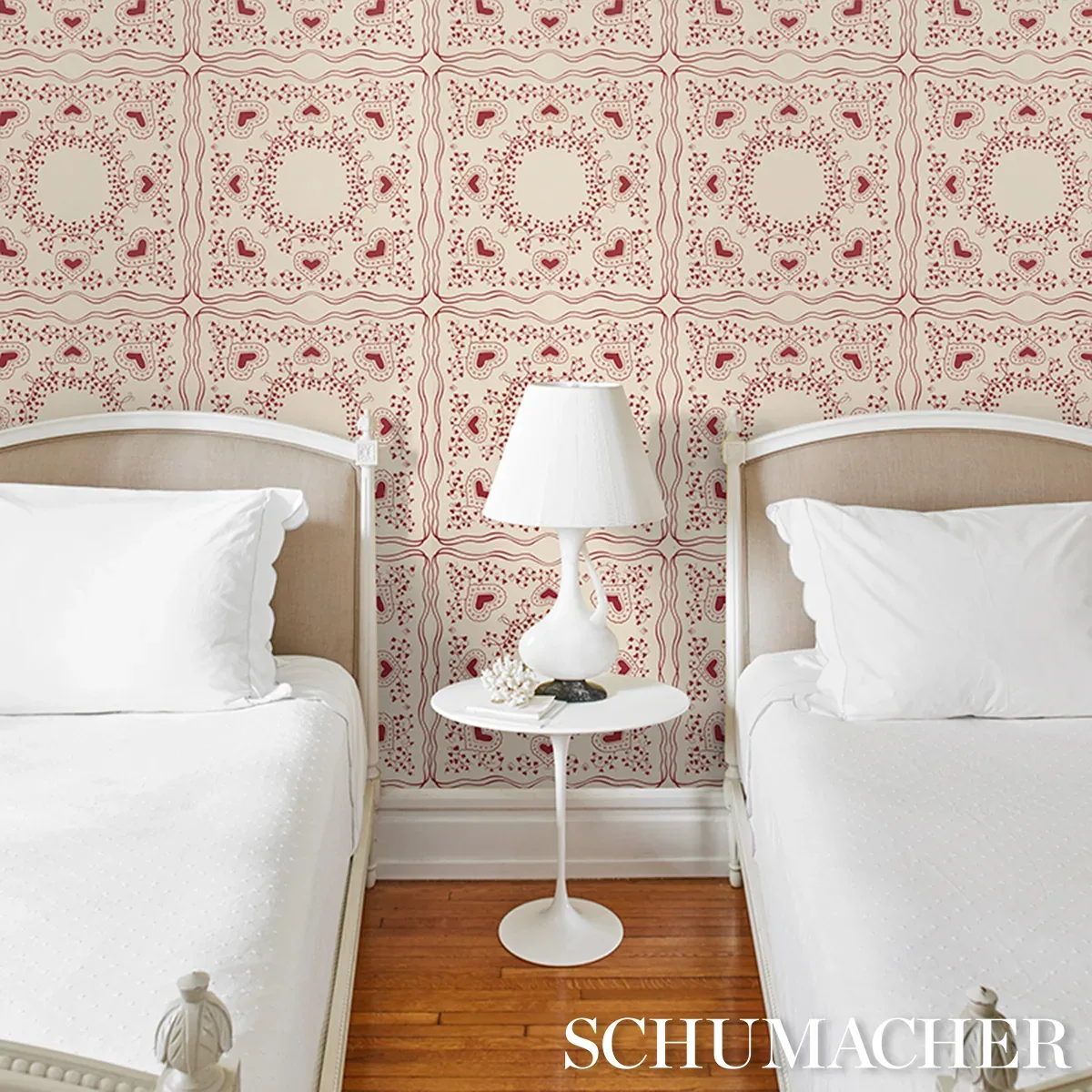 GARDEN OF HEARTS RED Schumacher Wallpaper wallpaper - SKU 5017861
