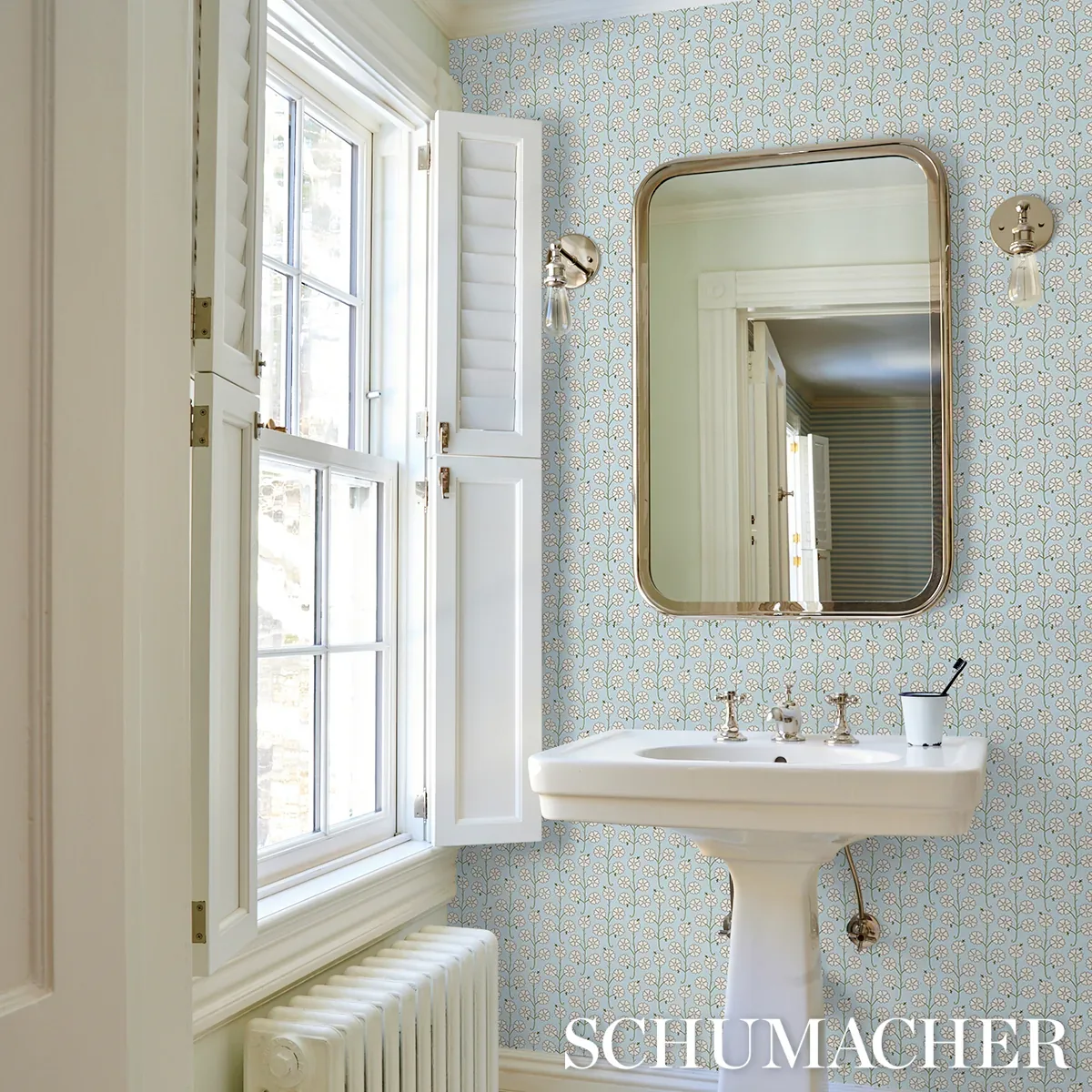 GARDENIA - EGG BLUE Schumacher Wallpaper | Wallpaper Twins GARDENIA EGG BLUE Schumacher Wallpaper wallpaper - SKU 5014921