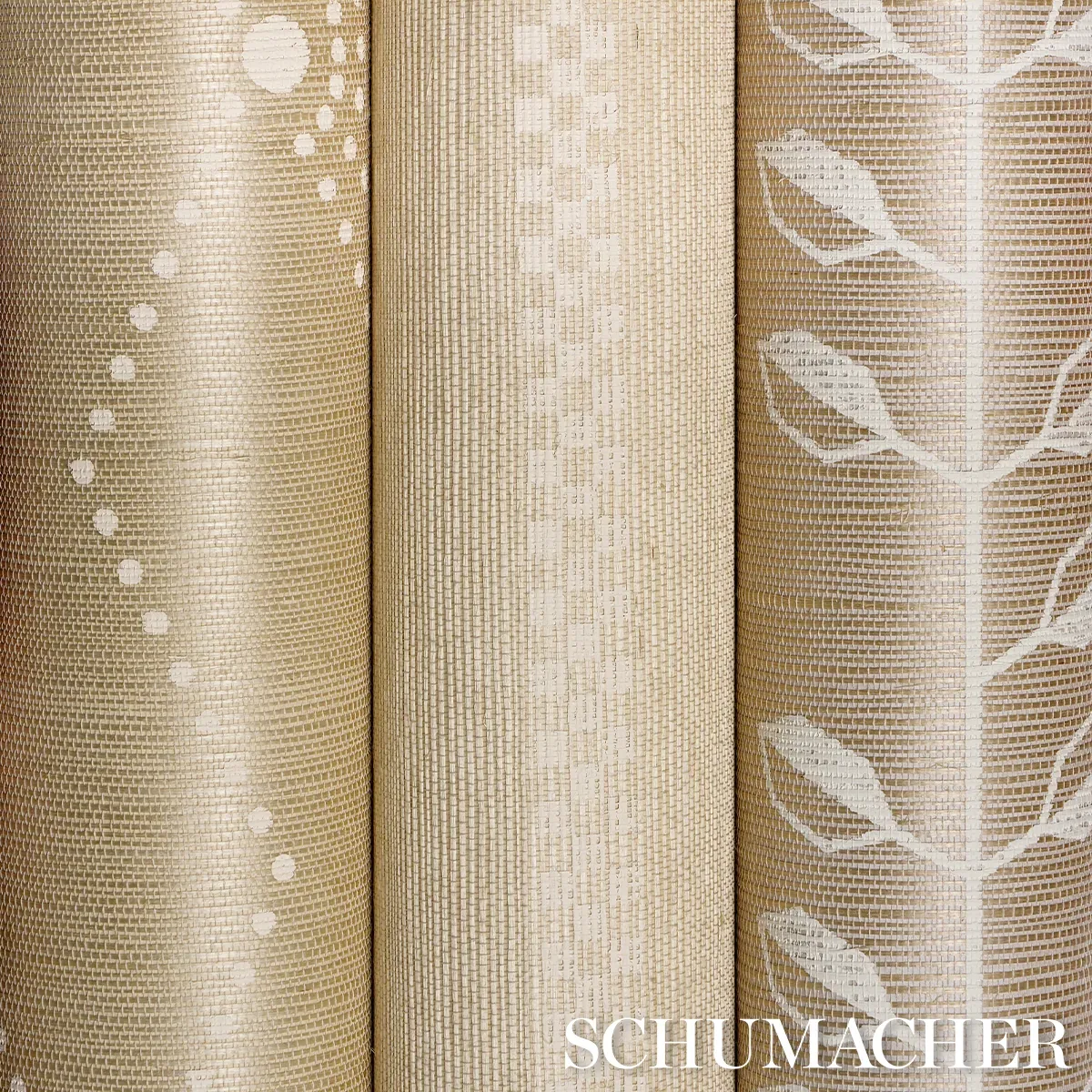 GEO LEAF SISAL BONE & WHITE Schumacher Wallpaper wallpaper - SKU 5016700