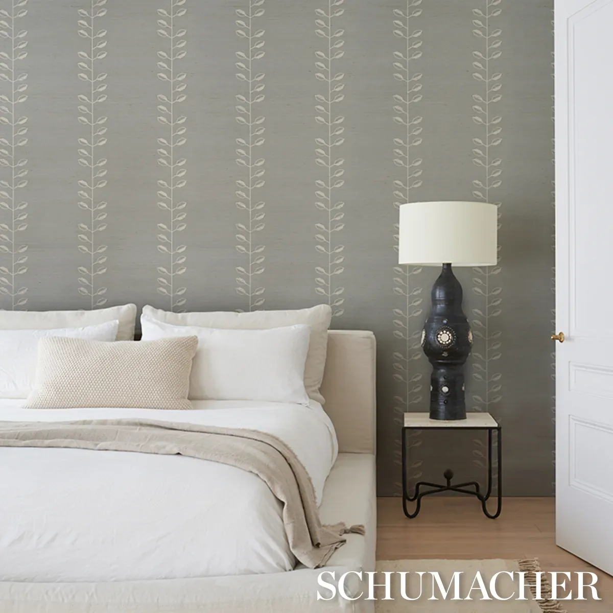 GEO LEAF SISAL MINERAL & IVORY Schumacher Wallpaper wallpaper - SKU 5016702