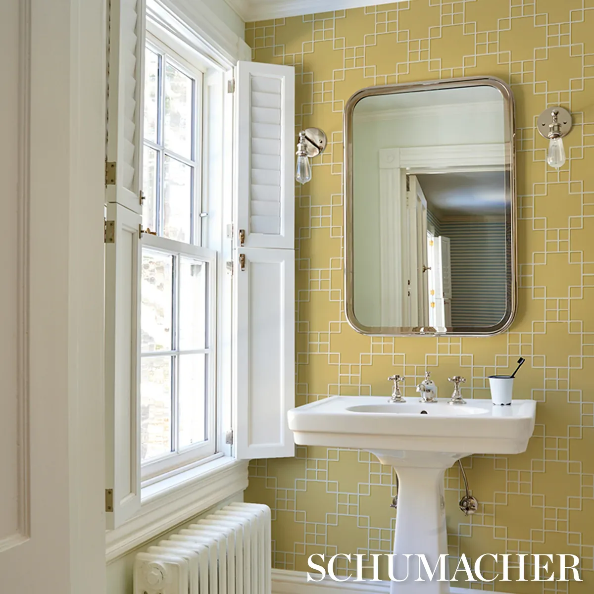 GEORGETTE TRELLIS BUTTERCUP Schumacher Wallpaper wallpaper - SKU 5016500