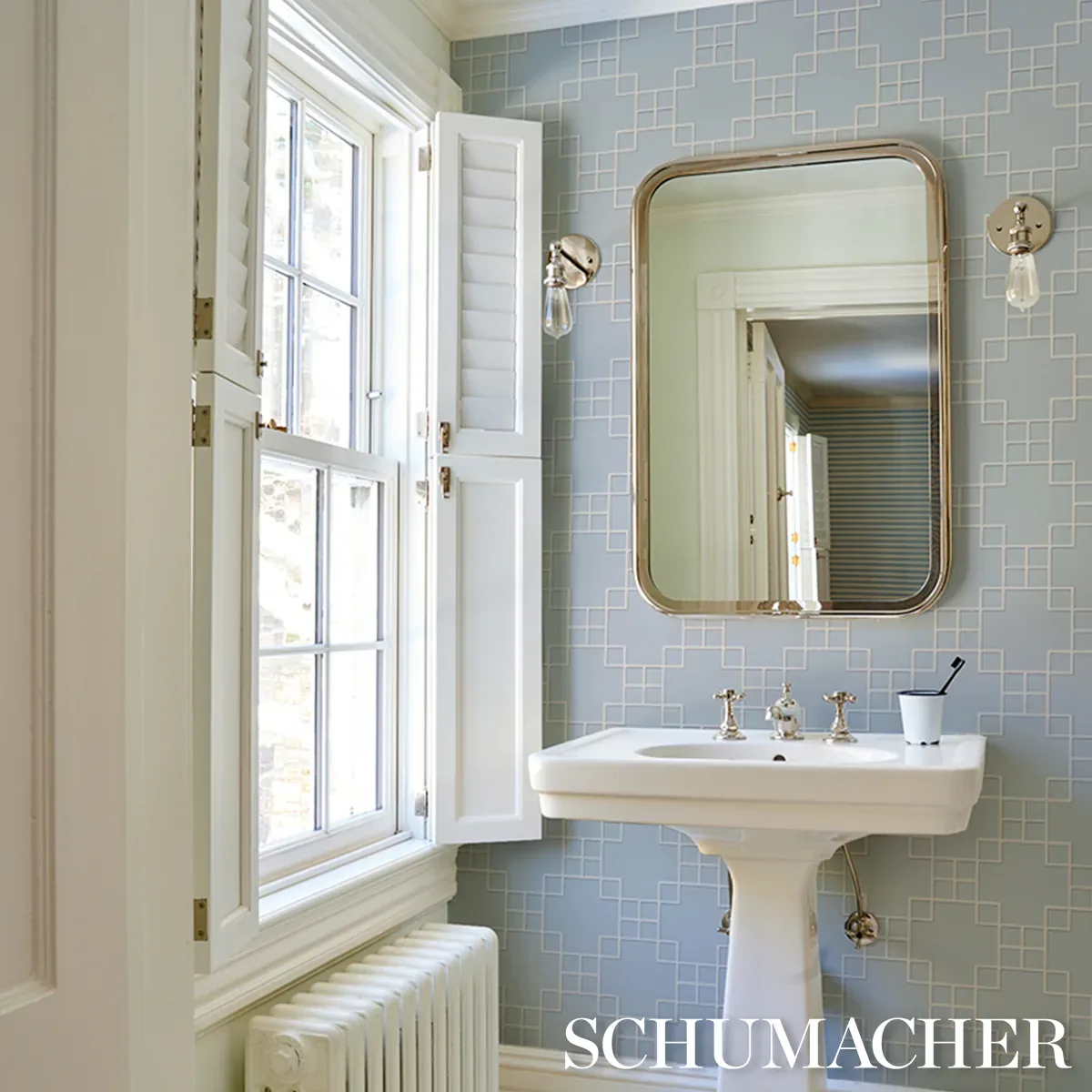 GEORGETTE TRELLIS LIGHT BLUE Schumacher Wallpaper wallpaper - SKU 5016501