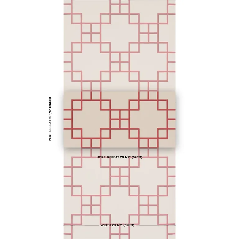 Schumacher GEORGETTE TRELLIS wallpaper, color RED, SKU 5016502