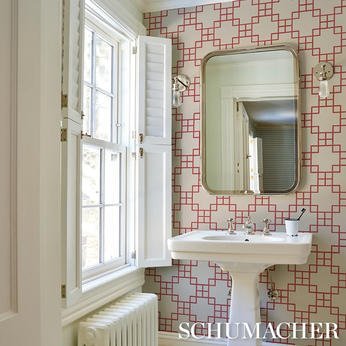 GEORGETTE TRELLIS - RED Schumacher Wallpaper | Wallpaper Twi GEORGETTE TRELLIS RED Schumacher Wallpaper wallpaper - SKU 5016502