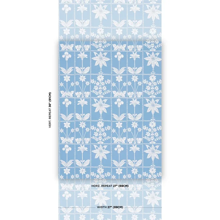 Schumacher GEORGIA WILDFLOWERS wallpaper, color BLUE, SKU 5014820
