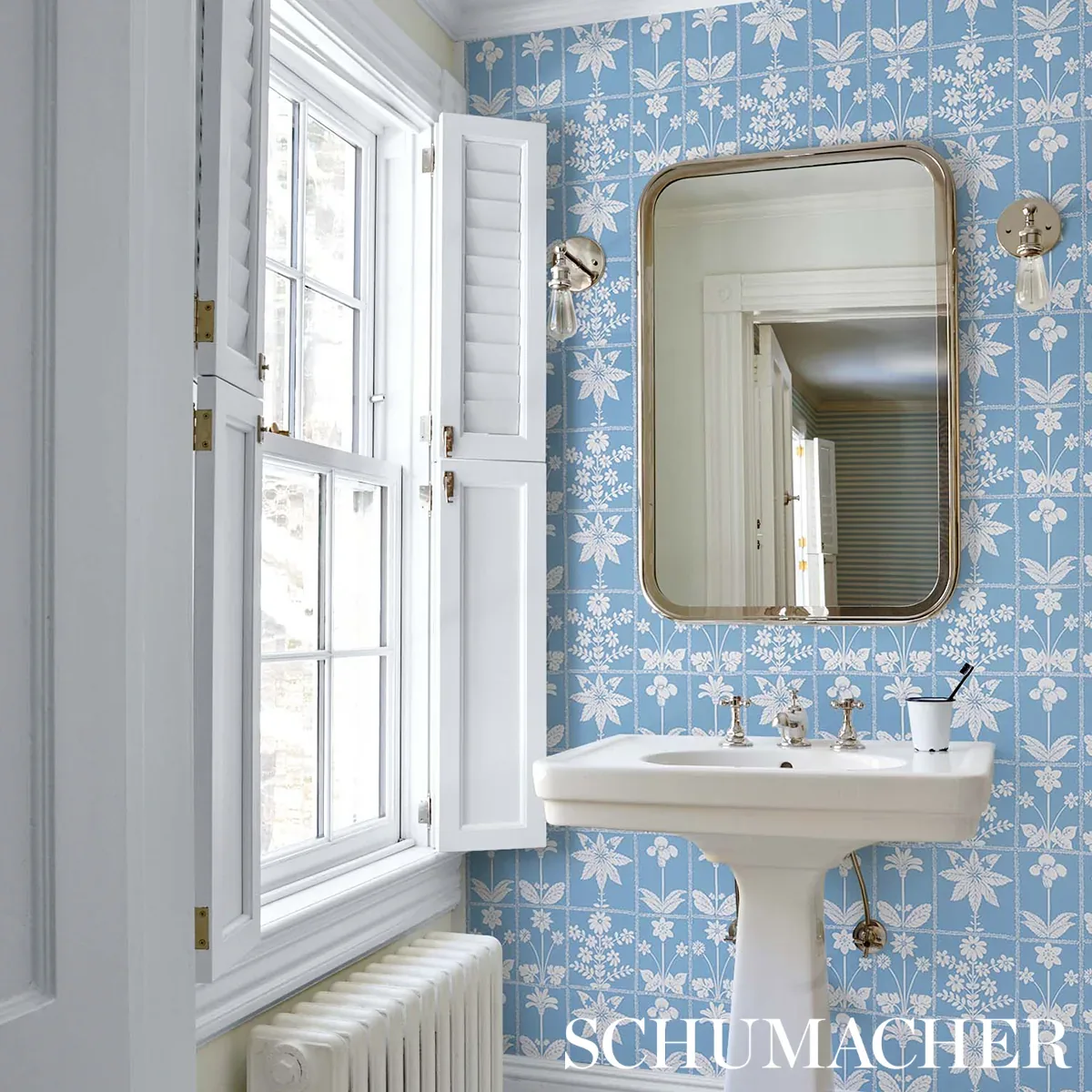 GEORGIA WILDFLOWERS BLUE Schumacher Wallpaper wallpaper - SKU 5014820