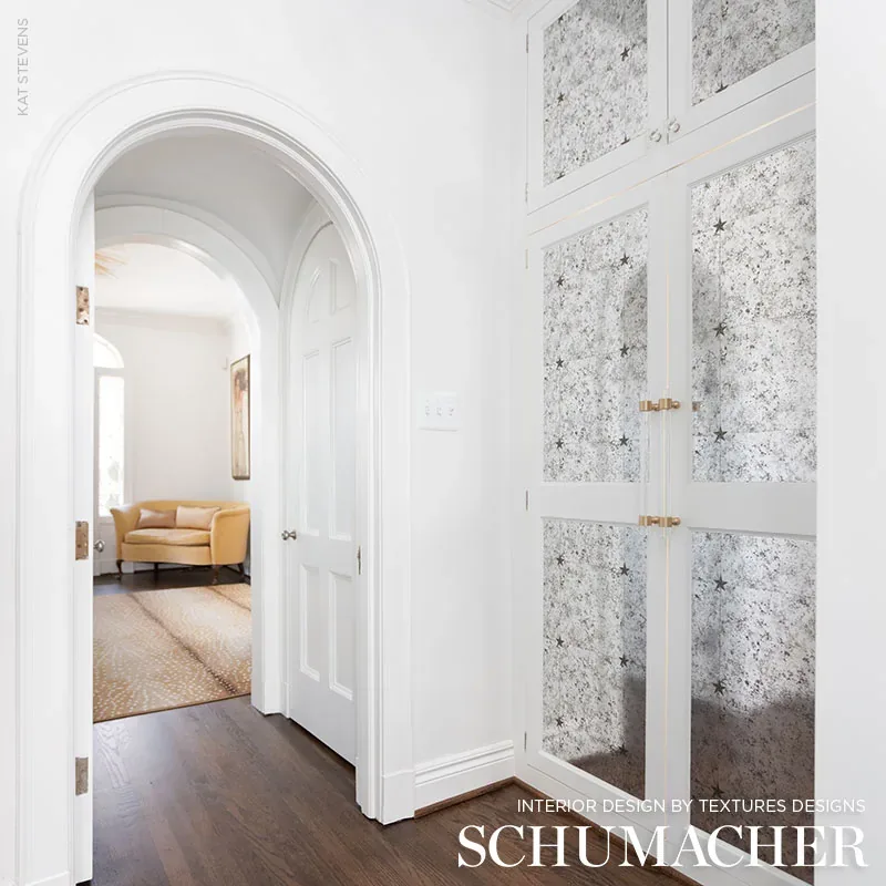 GLASS PANELING SILVER Schumacher Wallpaper wallpaper - SKU 5007760