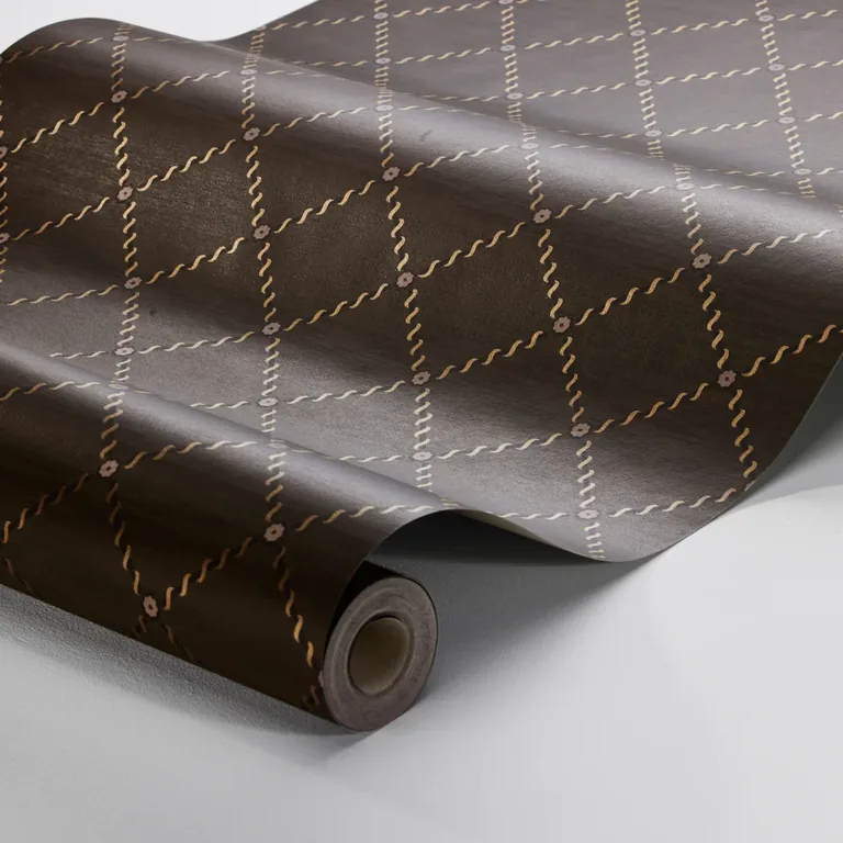 Schumacher GOLDEN TRELLIS wallpaper, color BROWN AND GOLD, SKU 2264
