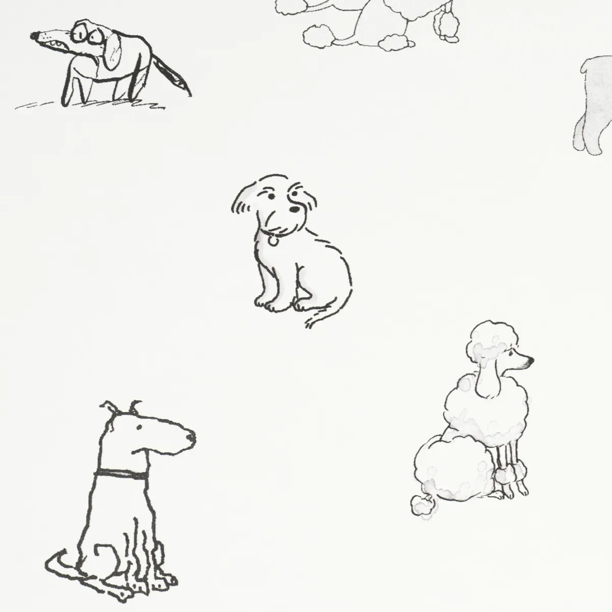 GOOD DOGS EVERYWHERE - BLACK & WHITE Schumacher Wallpaper | GOOD DOGS EVERYWHERE BLACK & WHITE Schumacher Wallpaper wallpaper - SKU 5016130