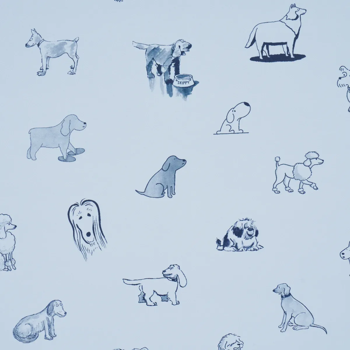 GOOD DOGS EVERYWHERE - SKY & NAVY BLUE Schumacher Wallpaper GOOD DOGS EVERYWHERE SKY & NAVY BLUE Schumacher Wallpaper wallpaper - SKU 5016132