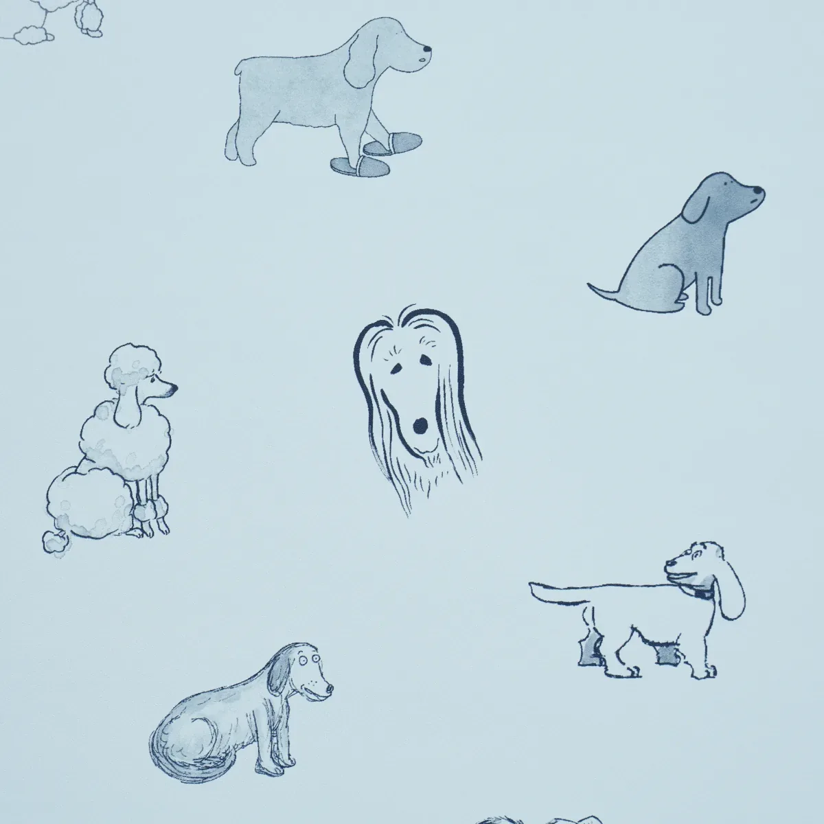 GOOD DOGS EVERYWHERE - SKY & NAVY BLUE Schumacher Wallpaper GOOD DOGS EVERYWHERE SKY & NAVY BLUE Schumacher Wallpaper wallpaper - SKU 5016302