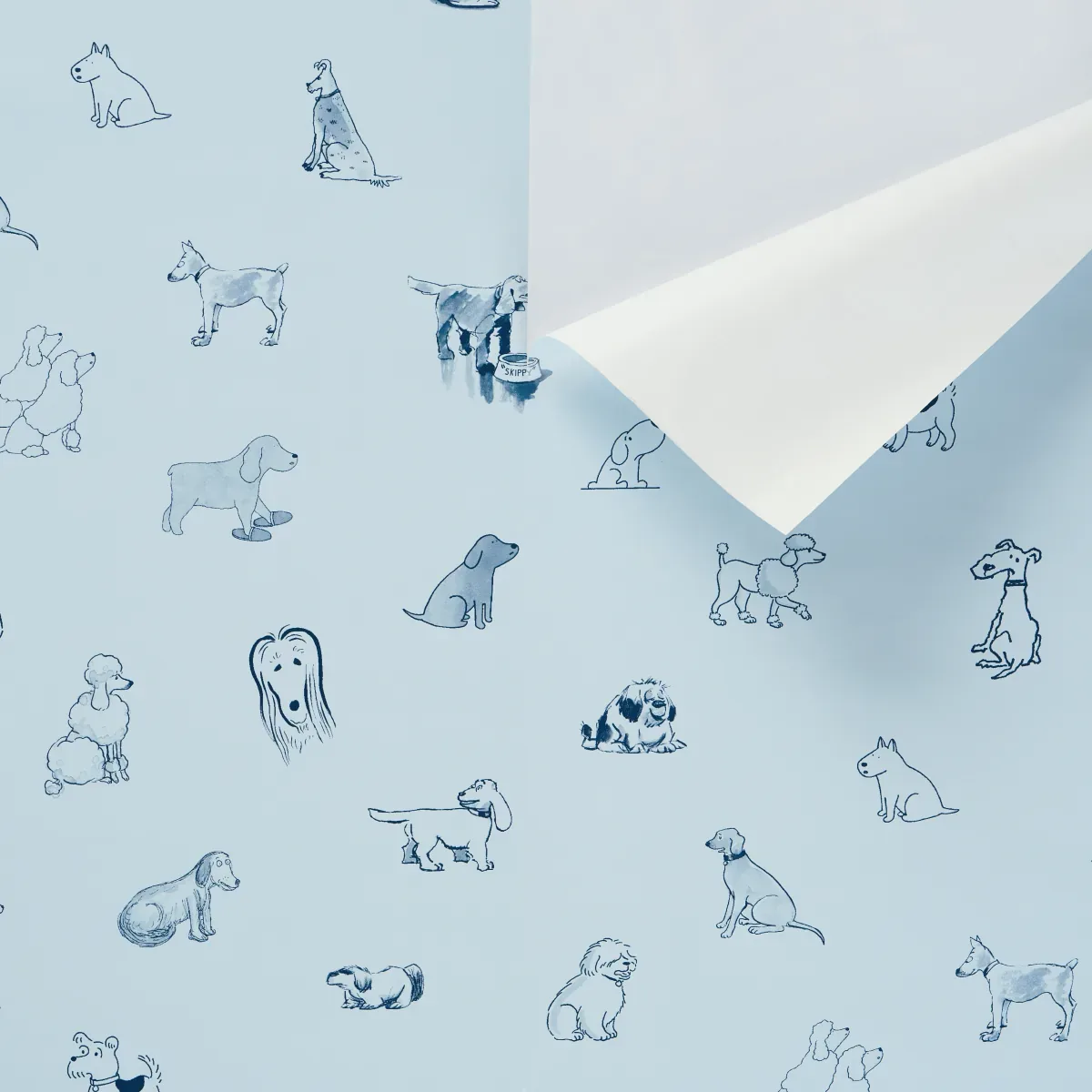 GOOD DOGS EVERYWHERE - SKY & NAVY BLUE Schumacher Wallpaper GOOD DOGS EVERYWHERE SKY & NAVY BLUE Schumacher Wallpaper wallpaper - SKU 5016302