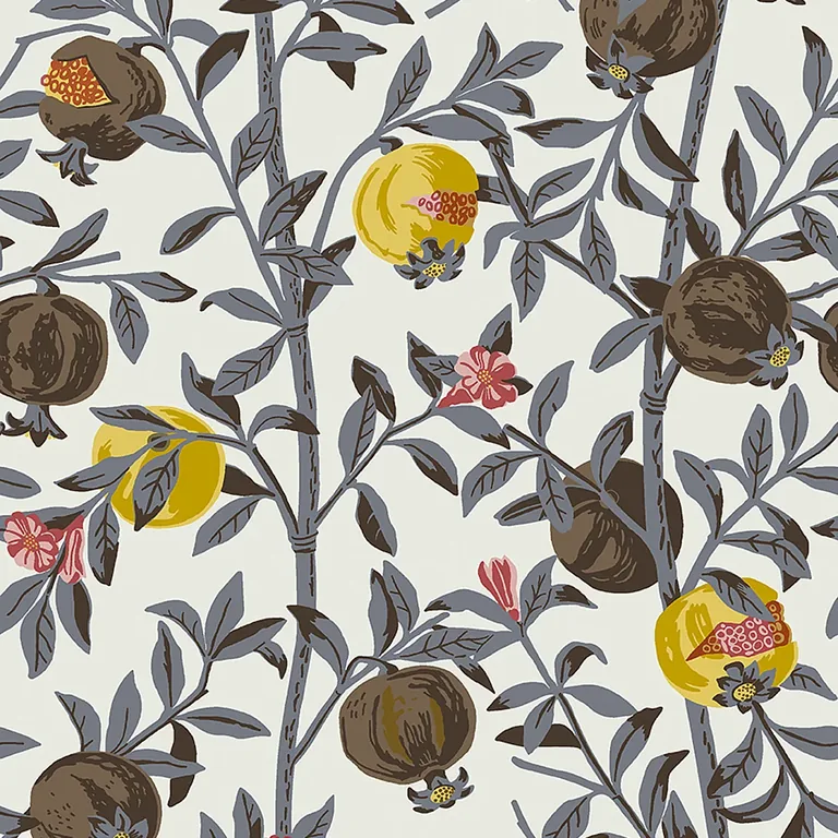 Schumacher GRANATAPPLE wallpaper, color SLATE AND OCHRE, SKU 1959