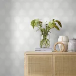 GRAPHIC HEXAGON - BONE Schumacher Wallpaper | Wallpaper Twin GRAPHIC HEXAGON BONE Schumacher Wallpaper wallpaper - SKU 9305