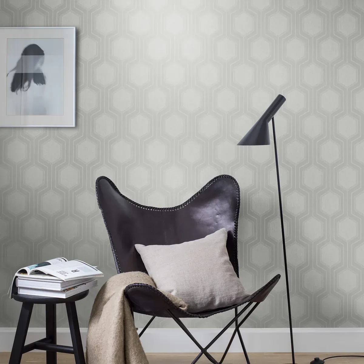 GRAPHIC HEXAGON - GREY Schumacher Wallpaper | Wallpaper Twin GRAPHIC HEXAGON GREY Schumacher Wallpaper wallpaper - SKU 9306