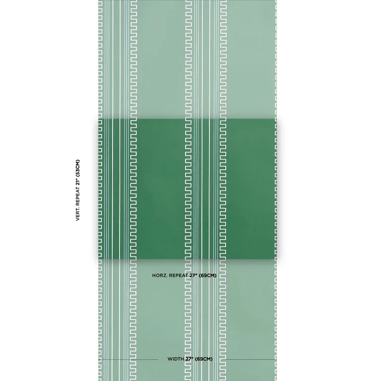 Schumacher Greco Stripe wallpaper, color GREEN, SKU 5015142