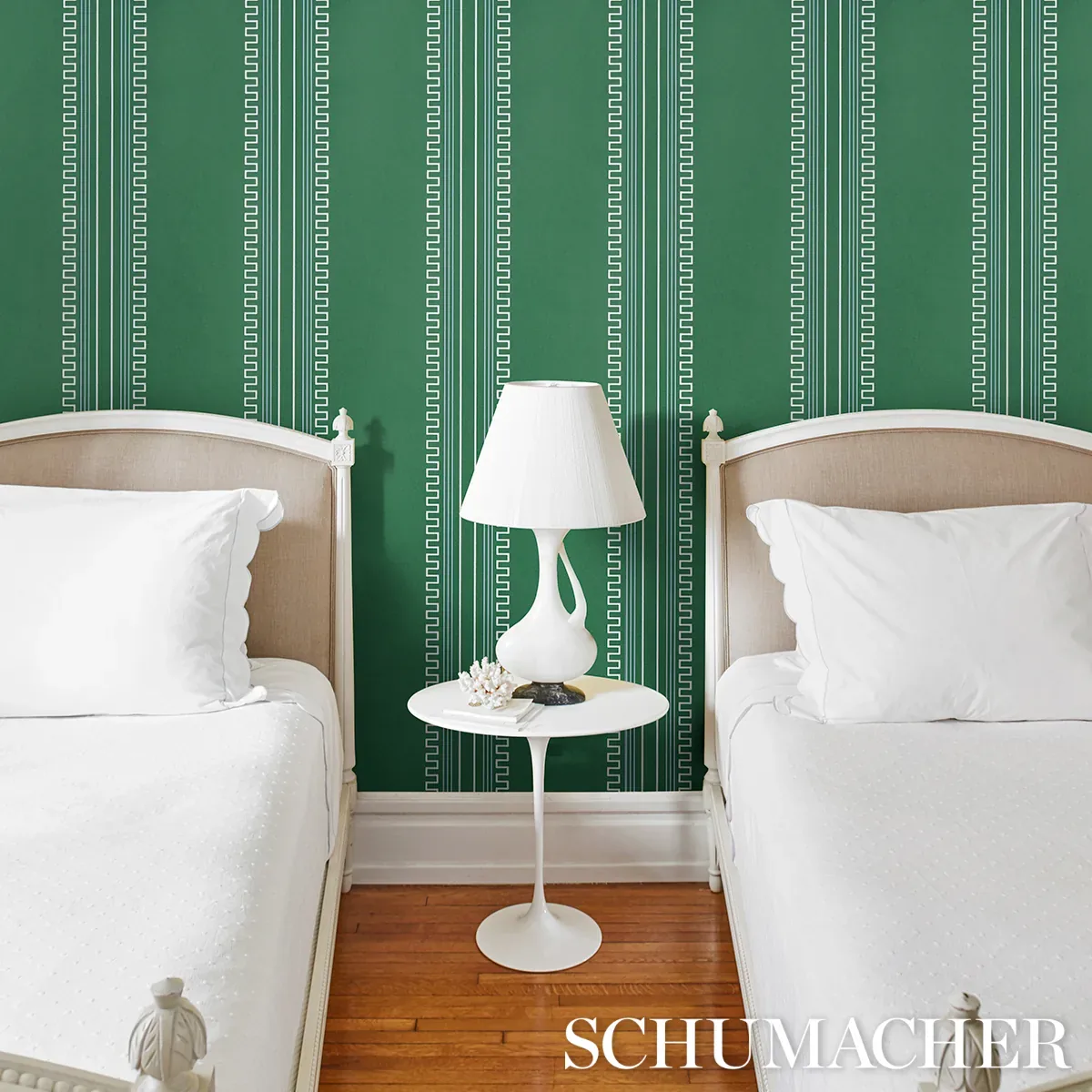 Greco Stripe GREEN Schumacher Wallpaper wallpaper - SKU 5015142