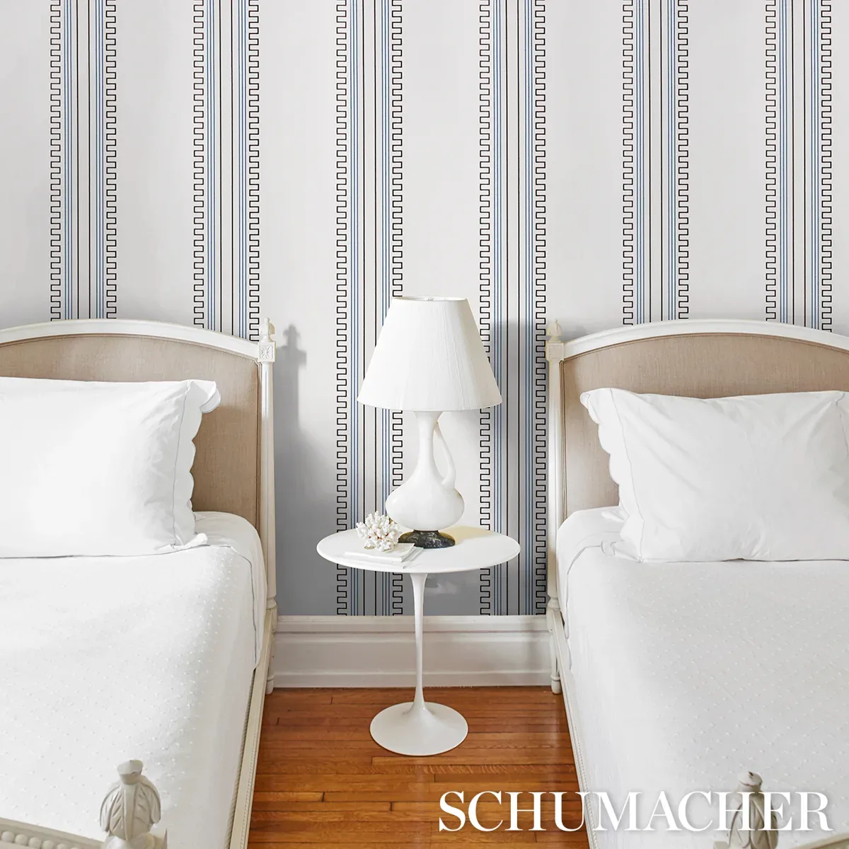 Greco Stripe IVORY Schumacher Wallpaper wallpaper - SKU 5015143