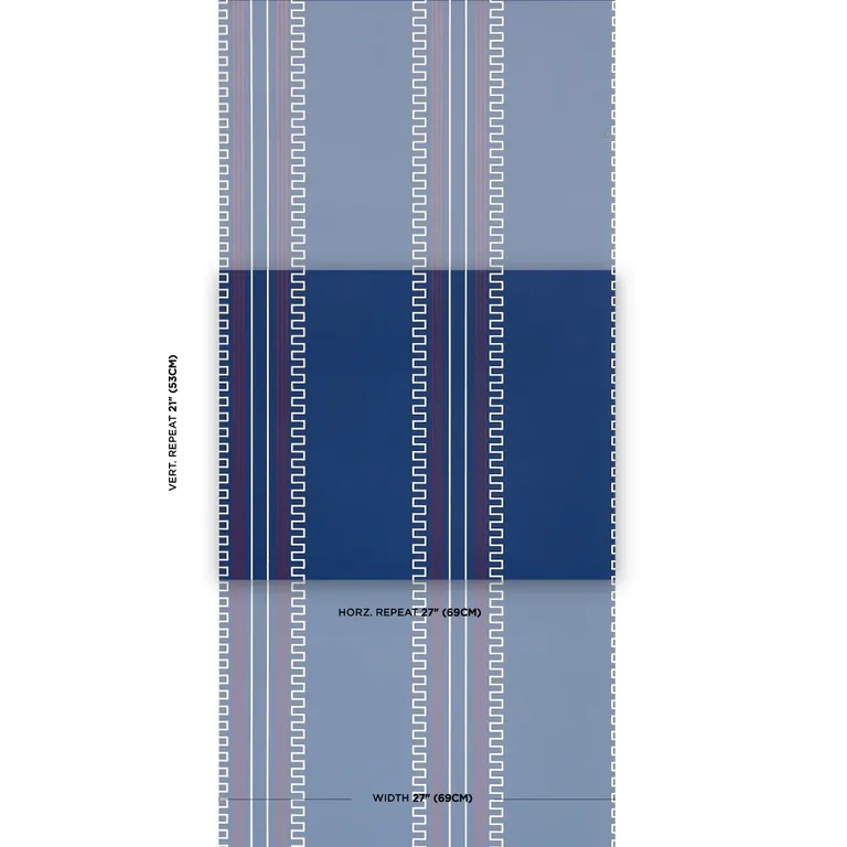 Schumacher Greco Stripe wallpaper, color NAVY, SKU 5015141